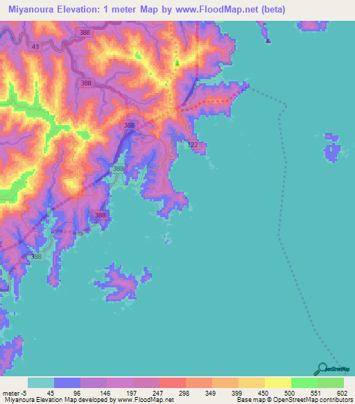 Miyanoura,Japan Elevation Map