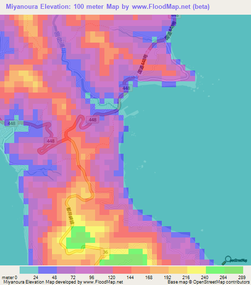 Miyanoura,Japan Elevation Map