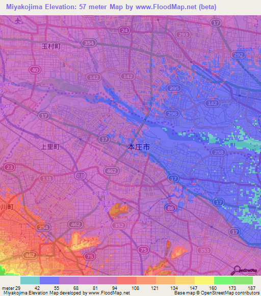 Miyakojima,Japan Elevation Map