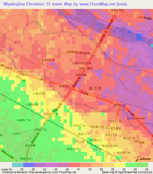 Miyakojima,Japan Elevation Map