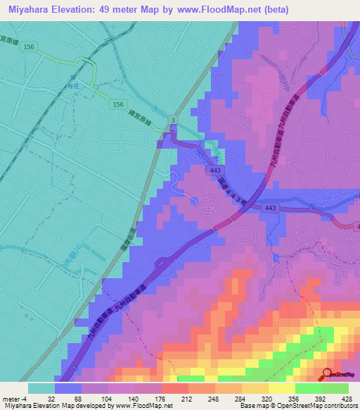 Miyahara,Japan Elevation Map