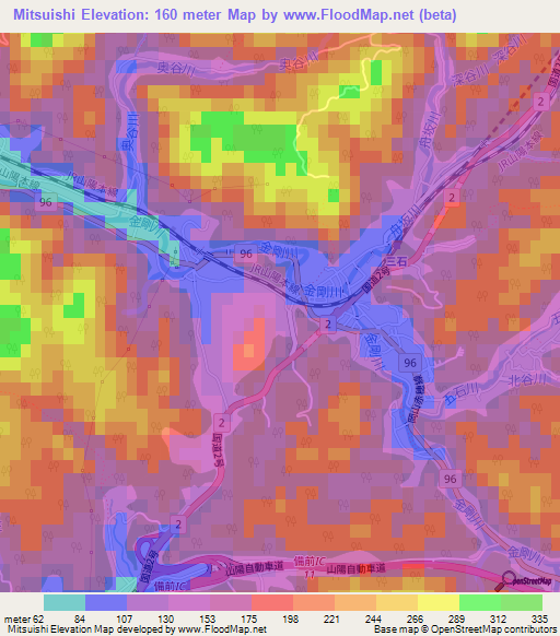 Mitsuishi,Japan Elevation Map