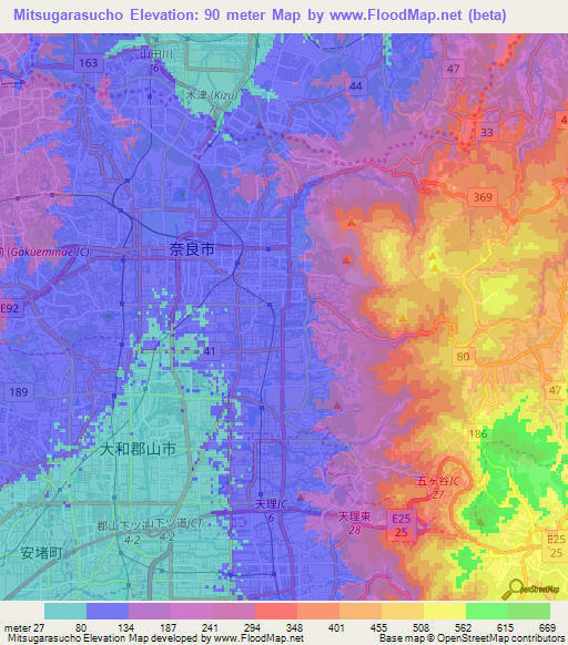 Mitsugarasucho,Japan Elevation Map