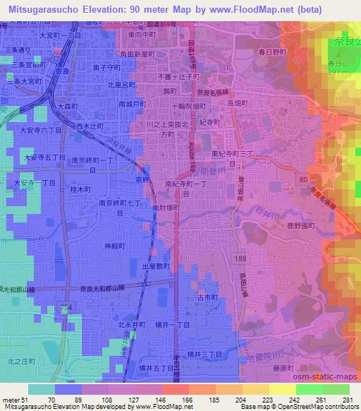 Mitsugarasucho,Japan Elevation Map