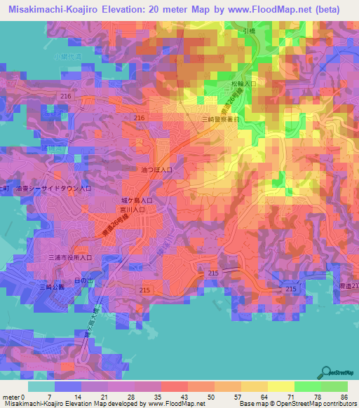 Misakimachi-Koajiro,Japan Elevation Map