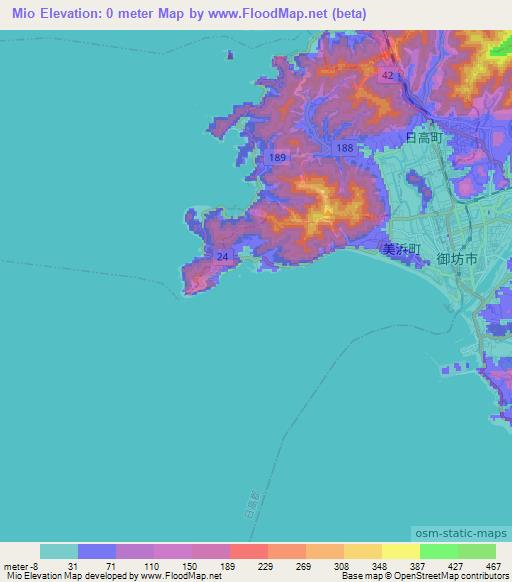Mio,Japan Elevation Map