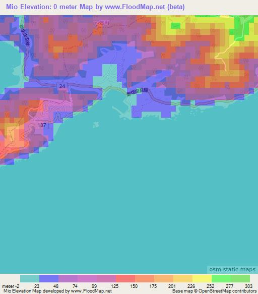 Mio,Japan Elevation Map