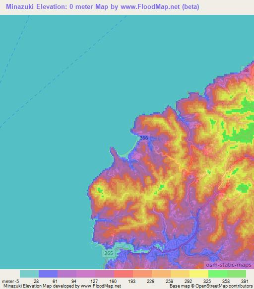 Minazuki,Japan Elevation Map
