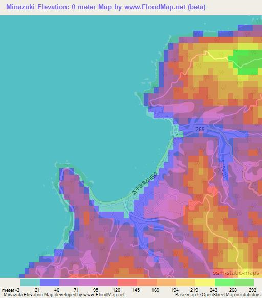 Minazuki,Japan Elevation Map
