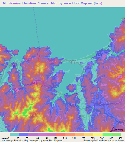 Minatomiya,Japan Elevation Map