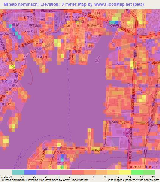 Minato-hommachi,Japan Elevation Map