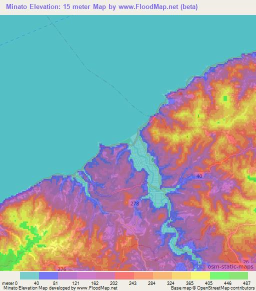Minato,Japan Elevation Map