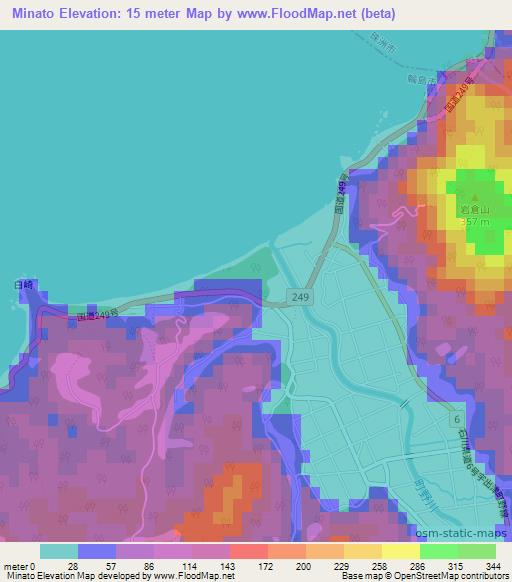 Minato,Japan Elevation Map
