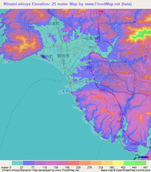 Minami-shioya,Japan Elevation Map