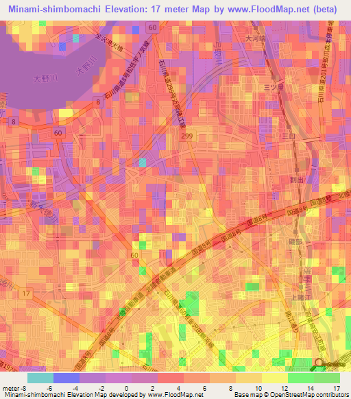 Minami-shimbomachi,Japan Elevation Map