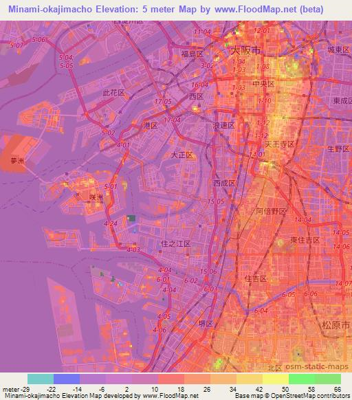 Minami-okajimacho,Japan Elevation Map
