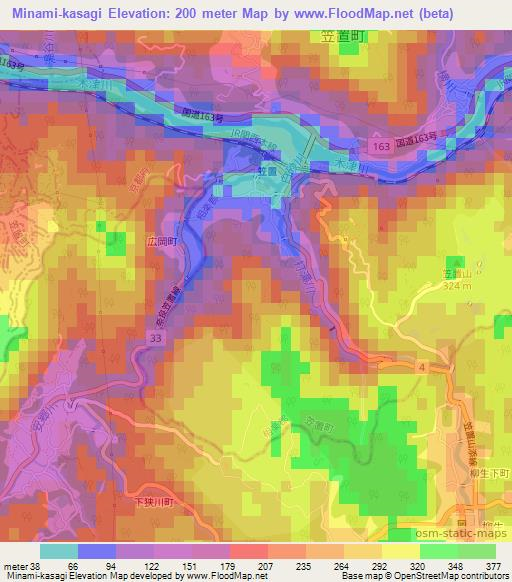 Minami-kasagi,Japan Elevation Map