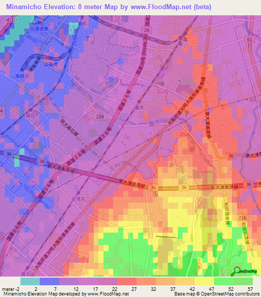 Minamicho,Japan Elevation Map