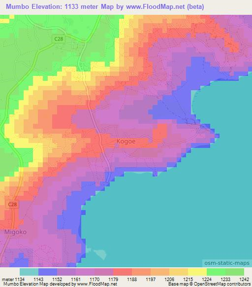 Mumbo,Kenya Elevation Map