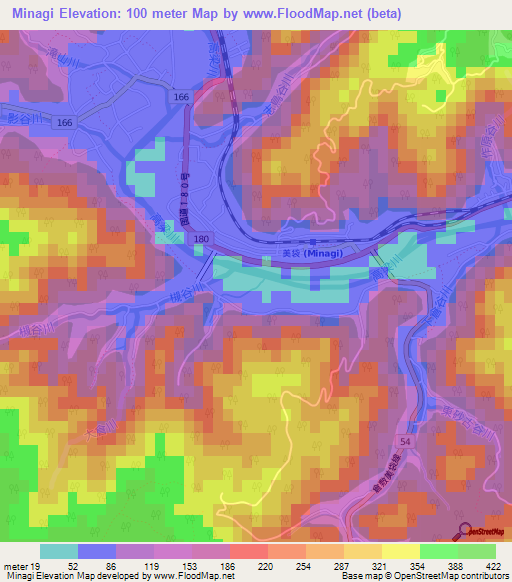 Minagi,Japan Elevation Map