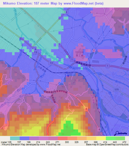 Mikumo,Japan Elevation Map