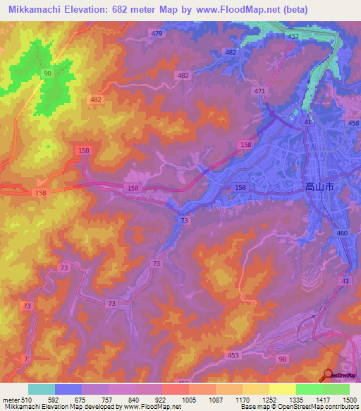 Mikkamachi,Japan Elevation Map