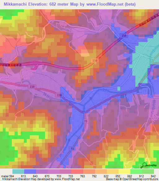 Mikkamachi,Japan Elevation Map