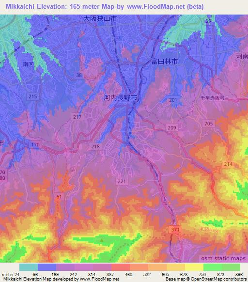 Mikkaichi,Japan Elevation Map