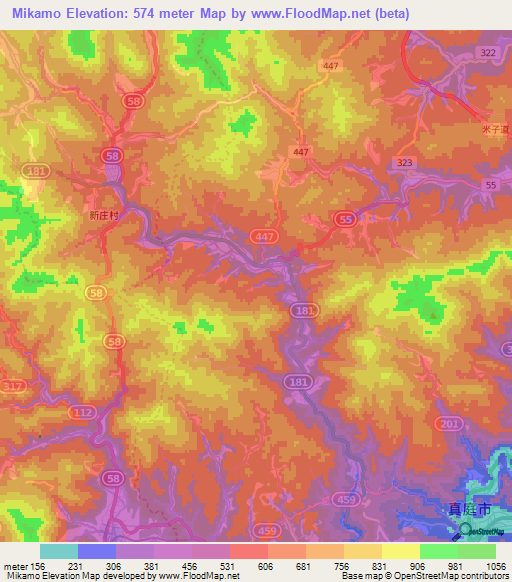 Mikamo,Japan Elevation Map