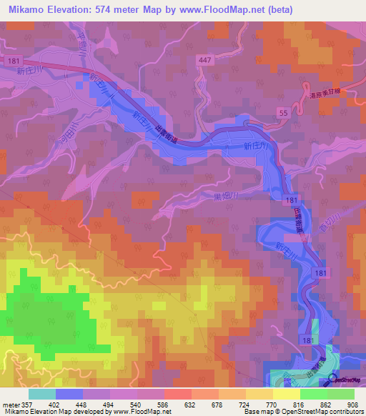 Mikamo,Japan Elevation Map