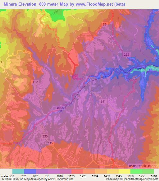 Mihara,Japan Elevation Map