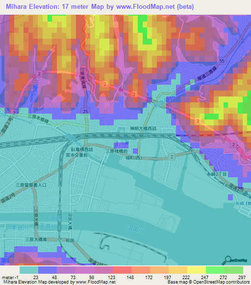 Mihara,Japan Elevation Map