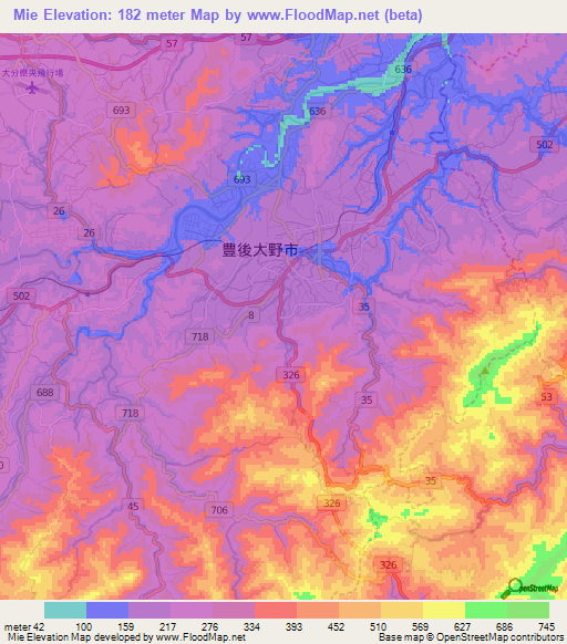 Mie,Japan Elevation Map