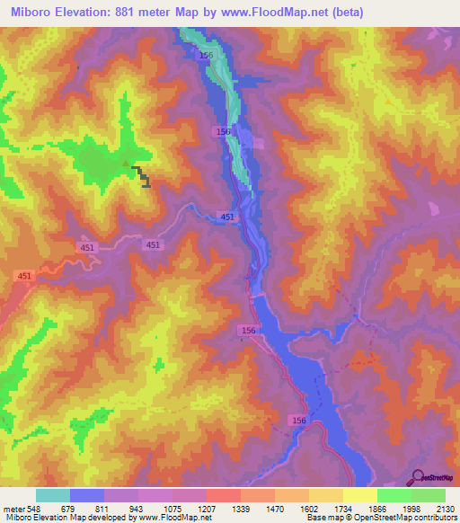 Miboro,Japan Elevation Map