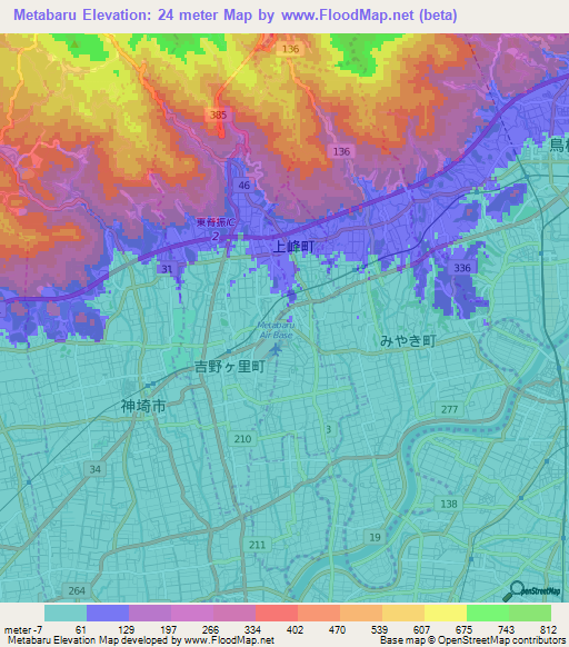 Metabaru,Japan Elevation Map