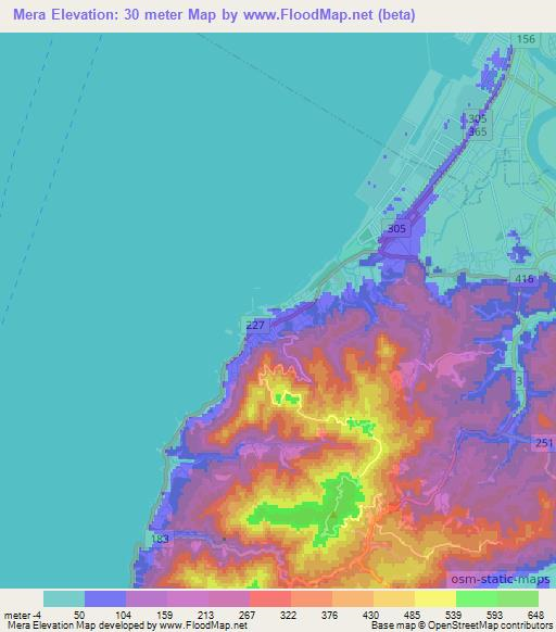 Mera,Japan Elevation Map