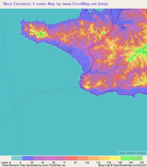 Mera,Japan Elevation Map