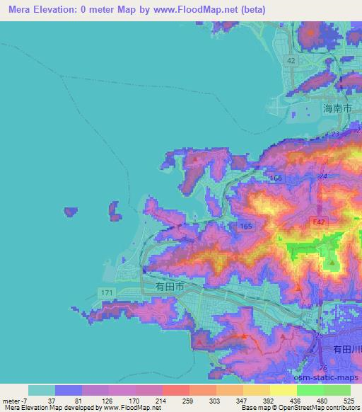 Mera,Japan Elevation Map