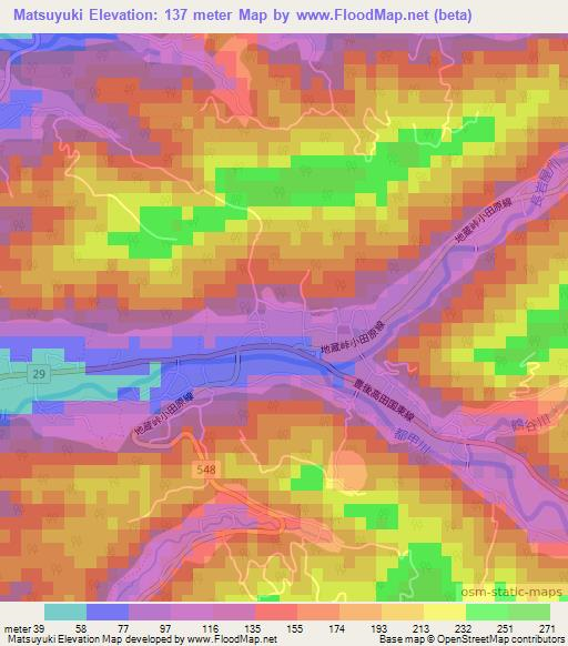 Matsuyuki,Japan Elevation Map
