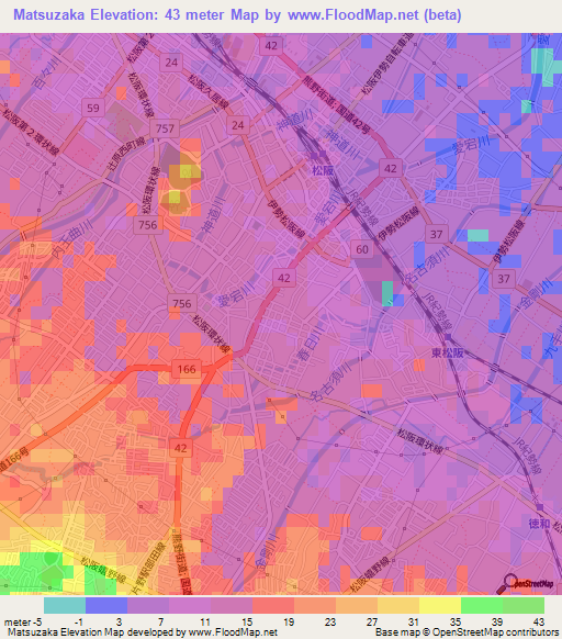 Matsuzaka,Japan Elevation Map