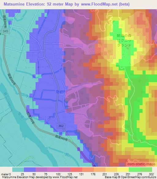 Matsumine,Japan Elevation Map
