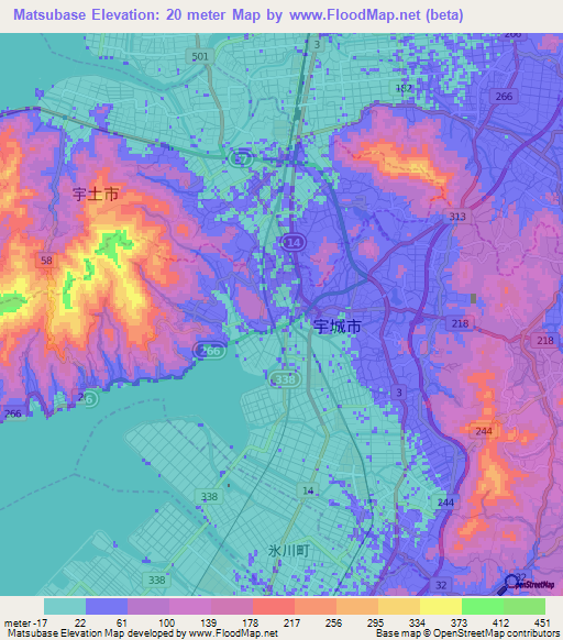 Matsubase,Japan Elevation Map