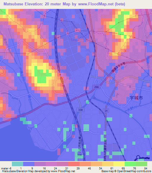 Matsubase,Japan Elevation Map