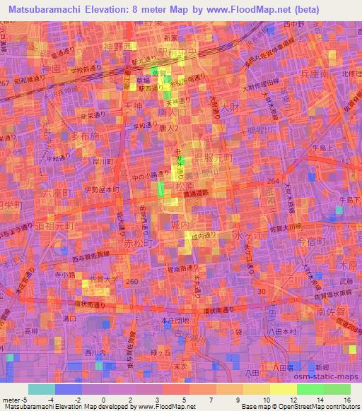 Matsubaramachi,Japan Elevation Map
