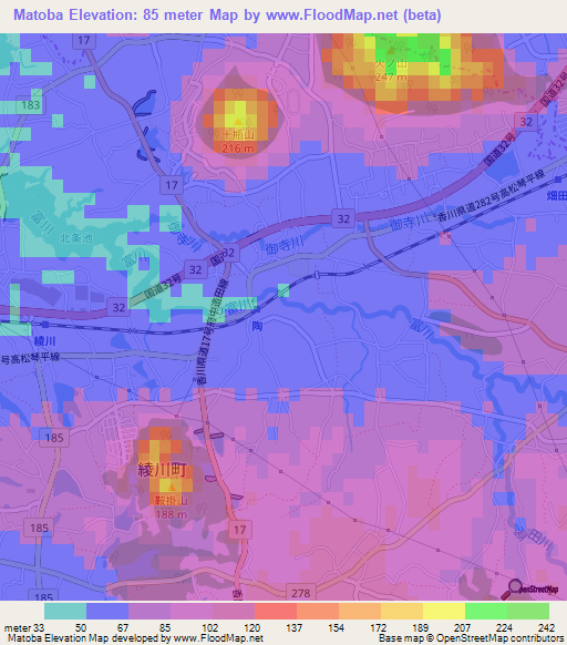 Matoba,Japan Elevation Map