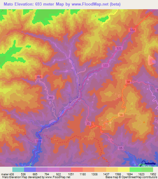 Mato,Japan Elevation Map