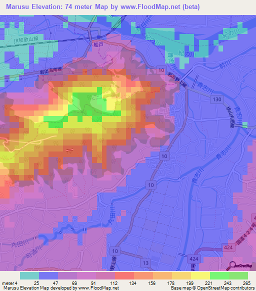 Marusu,Japan Elevation Map