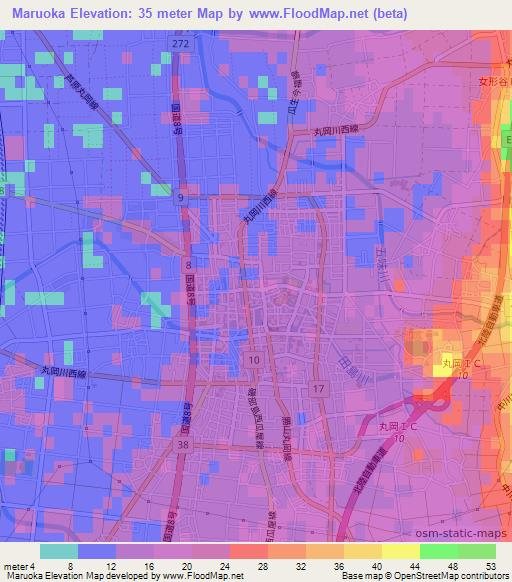 Maruoka,Japan Elevation Map