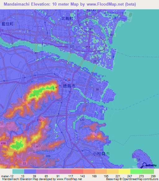 Mandaimachi,Japan Elevation Map