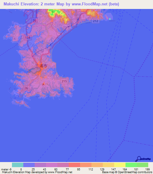 Makuchi,Japan Elevation Map